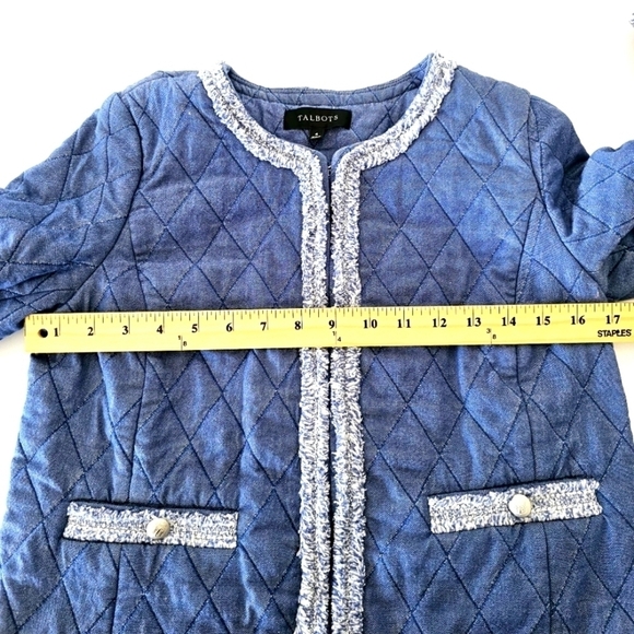 Talbots Fringe Quilted Chambray Jacket Size 4 EUC (Runs small) - Picture 6 of 15